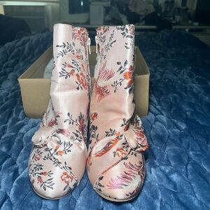 ASOS Pink and Orange Ankle Booties with Floral Design